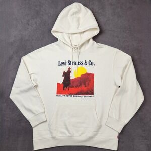 Levis Hoodie Mens Large Cream Archival Western Egret Relaxed Pullover Sweatshirt